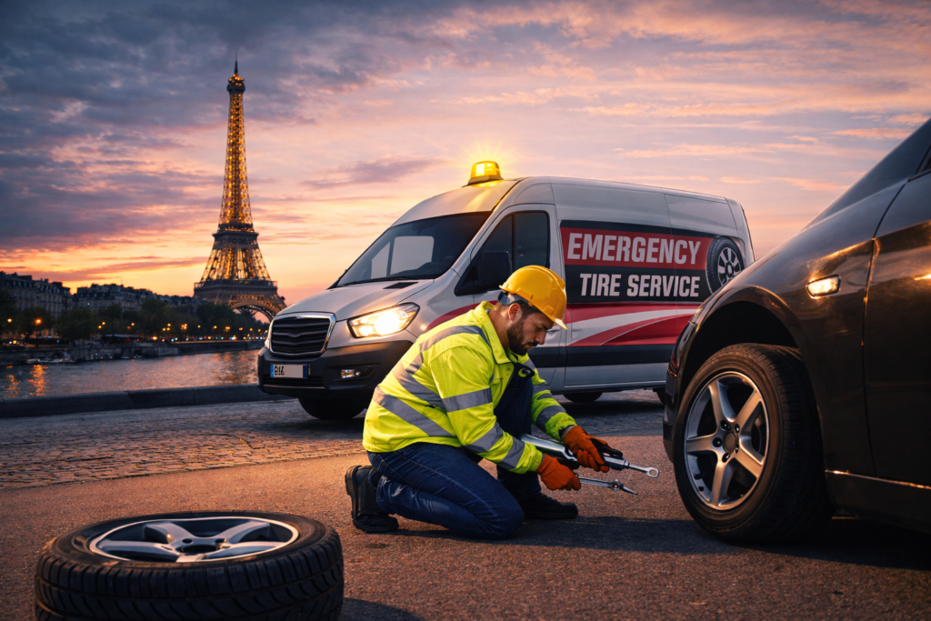 emergency mobile tire repair in Paris